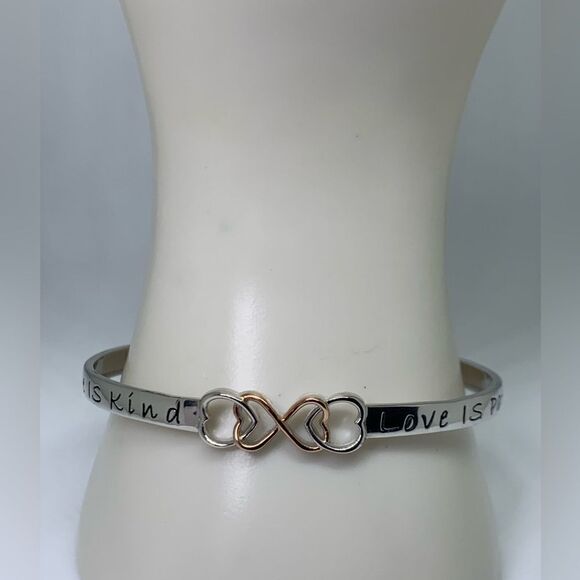 Two tone 925 Sterling Silver "Love Is Patient, Love Is Kind - Picture 1 of 6